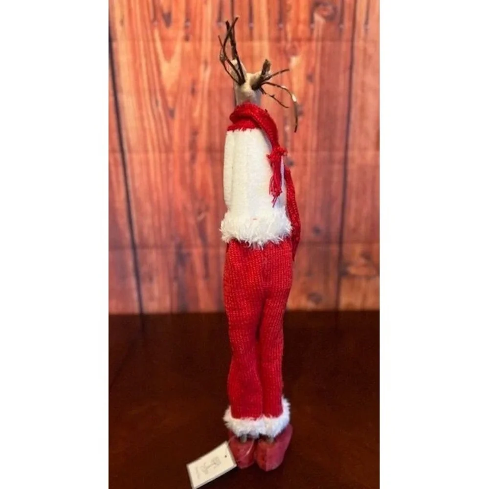 Christmas Whimsical Reindeer Set couple  Figurines  Red Scarf &‎ Pants holiday